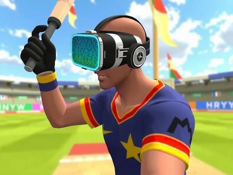 Player using VR headset to play India VR Cricket Gladiator